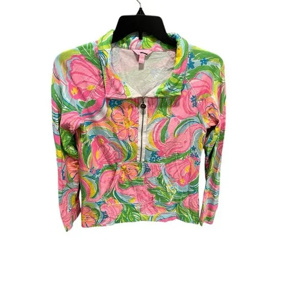 Lilly Pulitzer Women's Large Skipper Popover Multi So A Peeling UPF 50+ 1/2 Zip - Picture 2 of 7